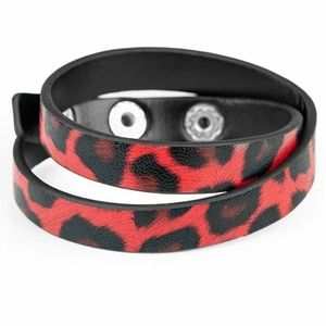 Red and Black Cheetah print Wrap n Snap Bracelet